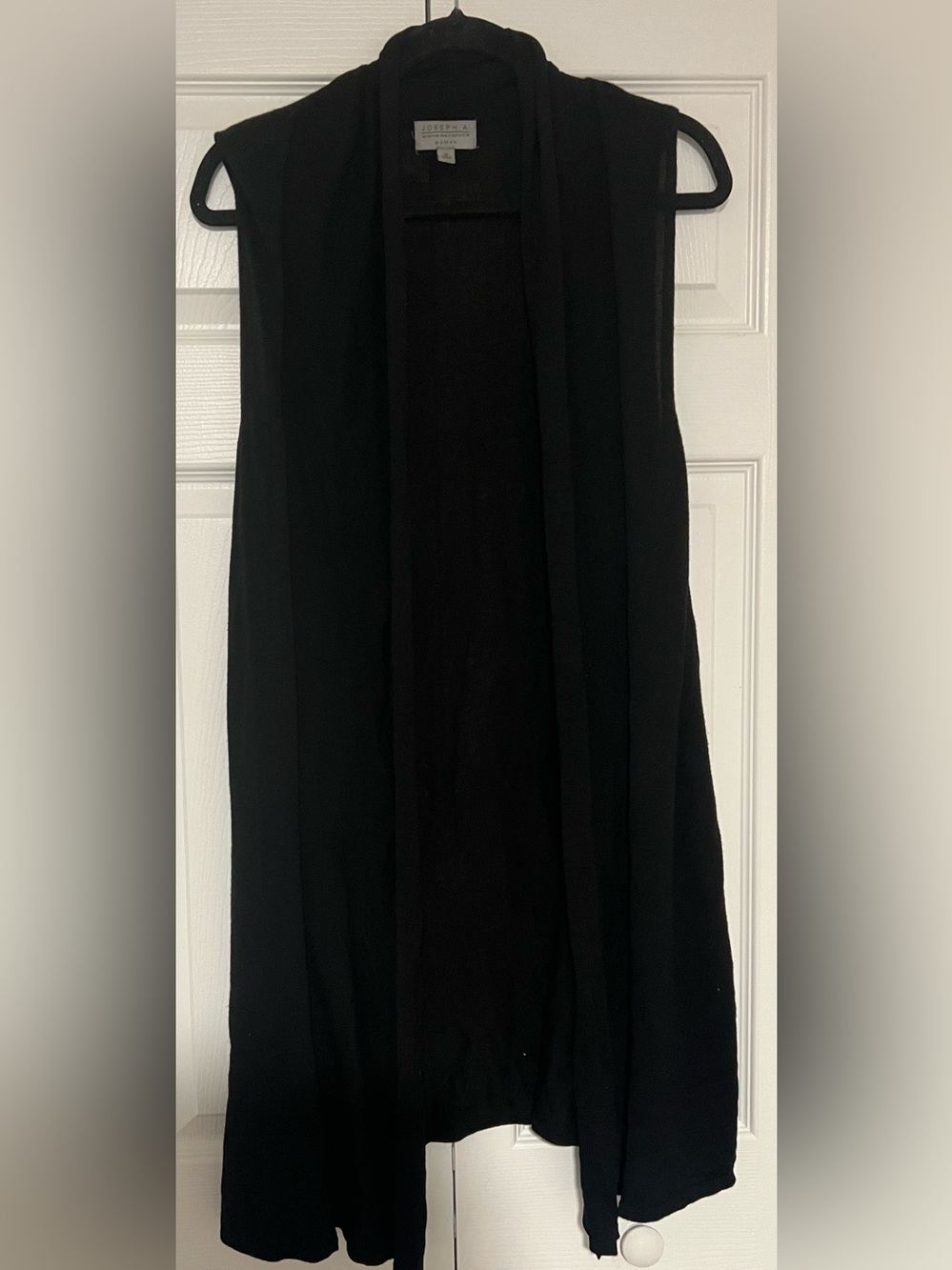 Joseph A Black Sleeveless Open-Front Long Cardigan